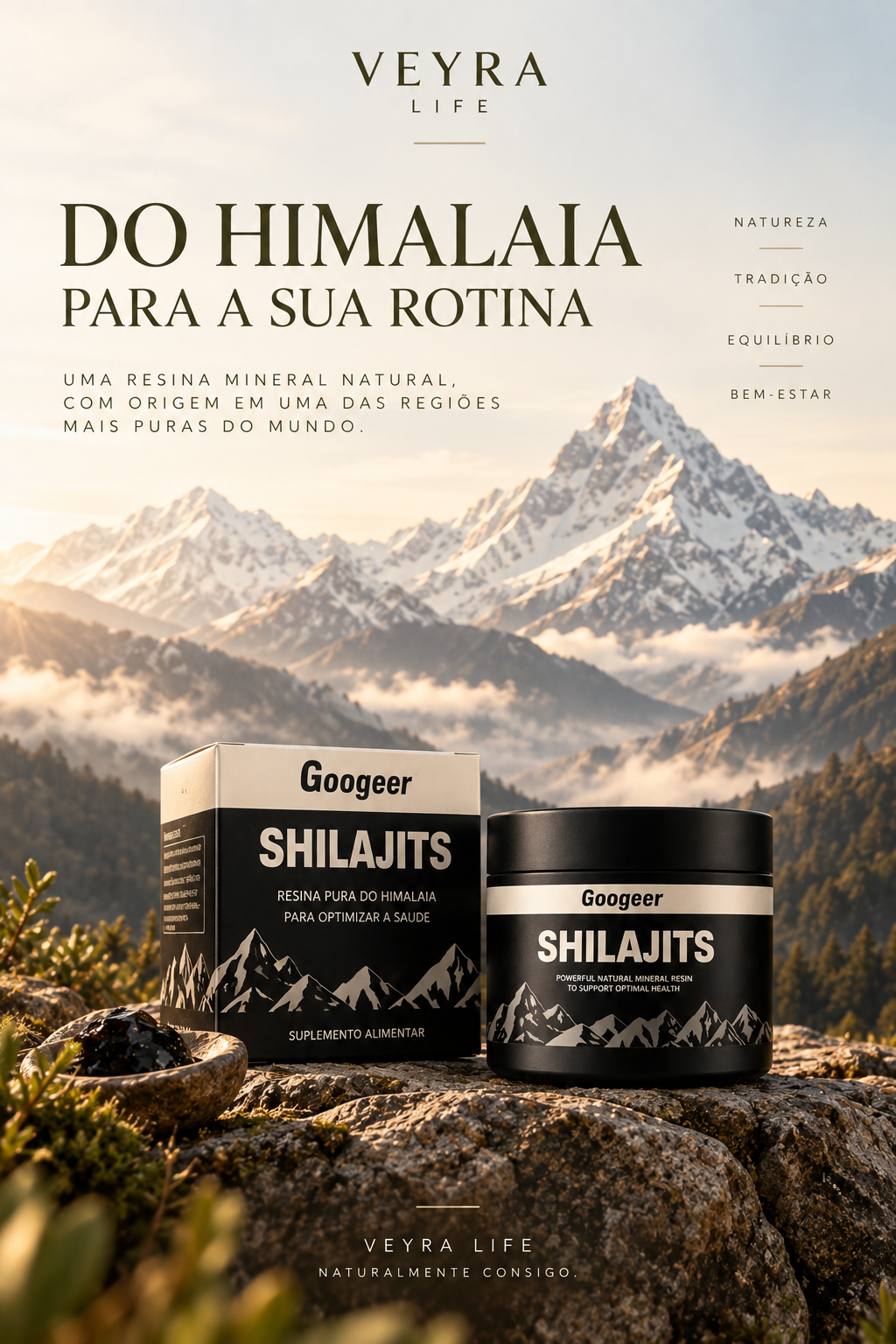 Shilajit 100% Puro | Resina Mineral do Himalaia